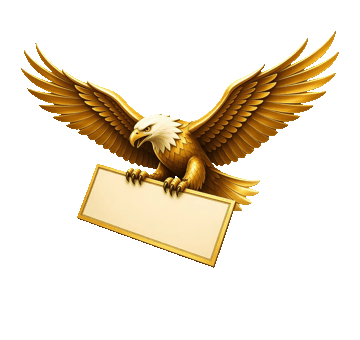 Animated eagle hovering with a check